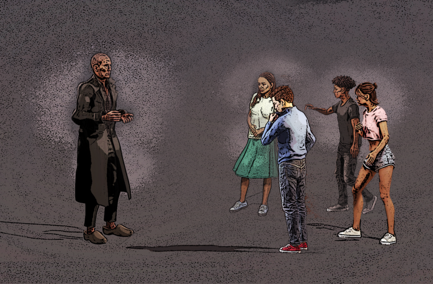 concept impressie voor de interactie tussen jongeren en een AI-personage